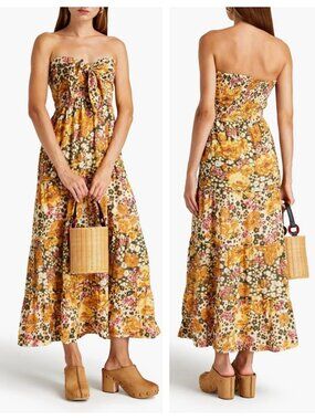 Ba&sh Dalid Dress Strapless Tie Front Maxi Dress New